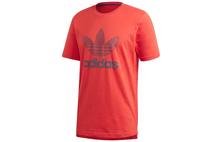 Adidas T Shirts Men's Preppy Red Crew Neck Moderate Straight Fit