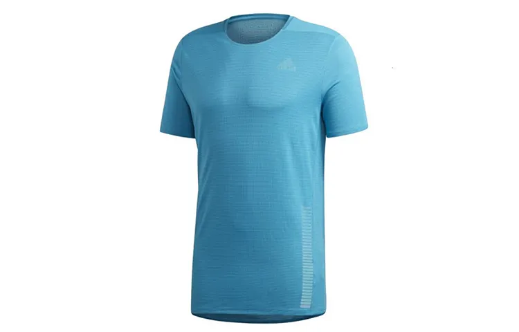Adidas T-Shirts Men's Teal Crew Neck Moderate Straight Fit