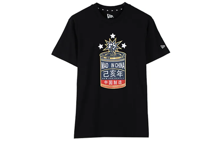 New Era T-Shirts Unisex Black Crew Neck Moderate