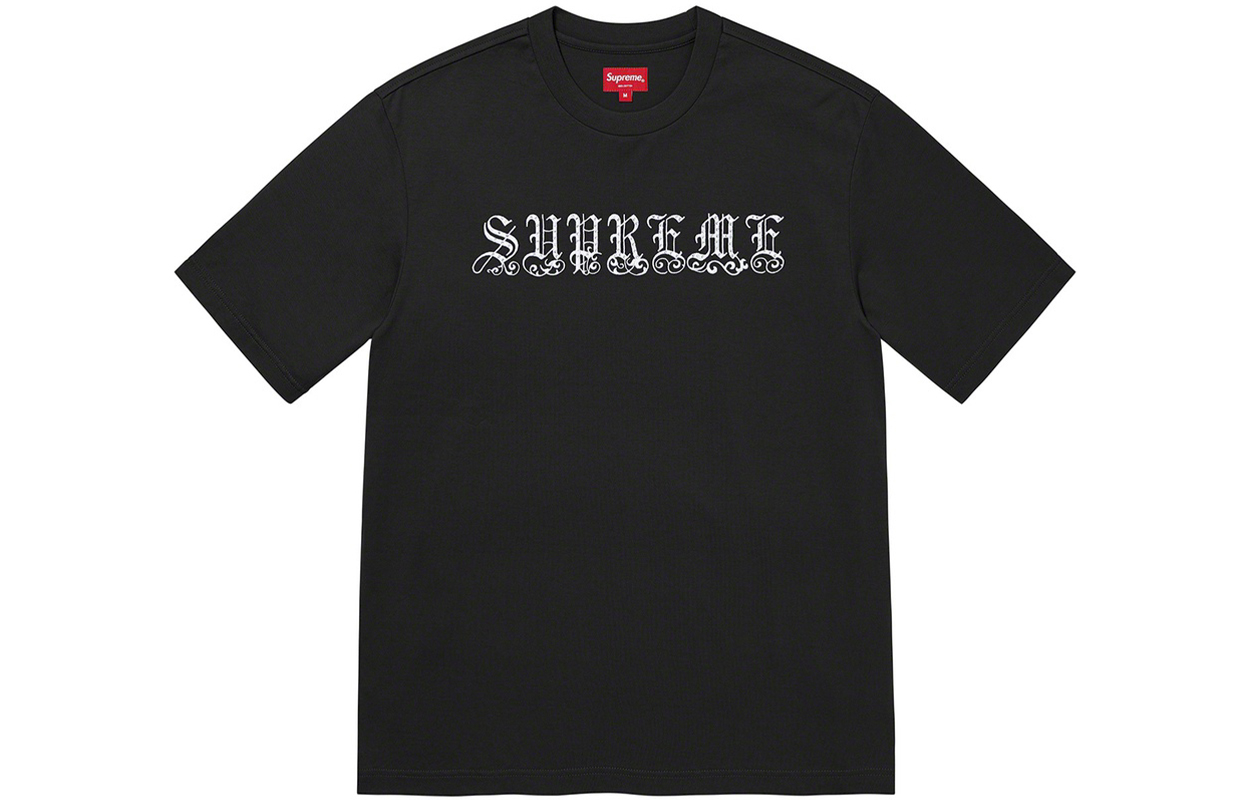 Футболка Supreme SS21 Week 8 Old English Rhinestone S/S Top (черная)