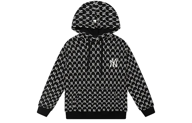 MLB Monogram Sweatshirts Unisex Black Hooded (Non-detachable) Moderate Straight Fit