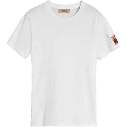 Burberry T Shirts Men's White Crew Neck Moderate Straight Fit