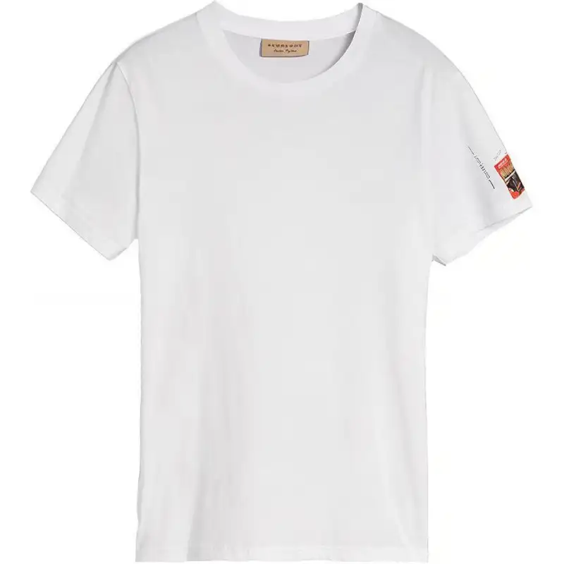 Burberry T Shirts Men's White Crew Neck Moderate Straight Fit