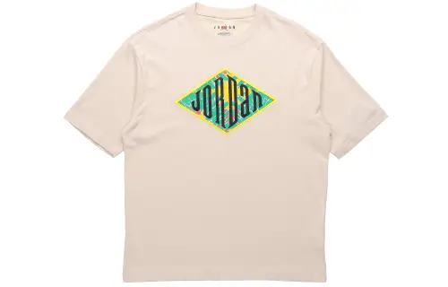 Jordan Sport T Shirts Men's Oat Crew Neck Moderate Straight Fit