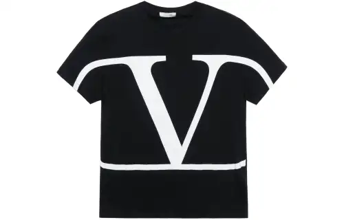 Valentino T Shirts Men's Black Crew Neck Moderate Straight Fit