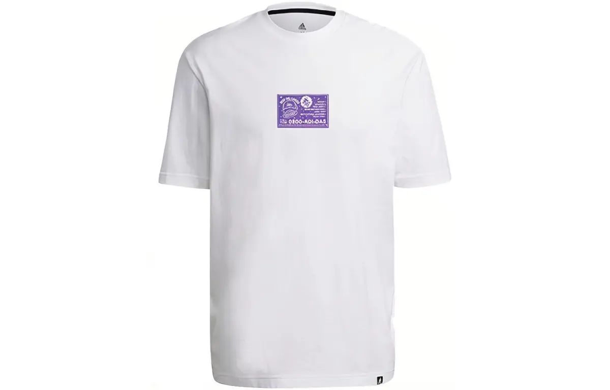 Adidas T-Shirts Men's White Crew Neck Moderate Straight Fit