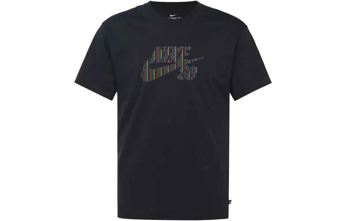 Nike T-Shirts Men's Black Crew Neck Moderate Straight Fit