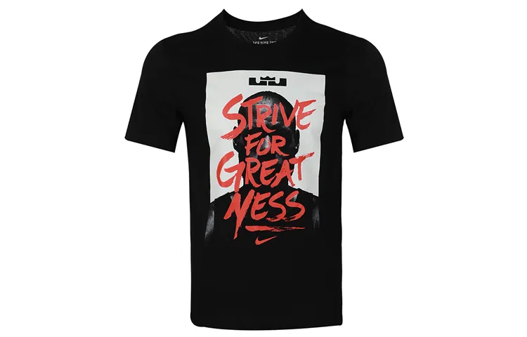 Nike T-Shirts Men's Black Crew Neck Moderate Straight Fit