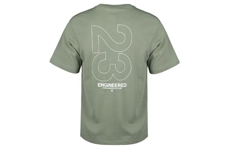 Jordan T-Shirts Men's Green Crew Neck Moderate Straight Fit