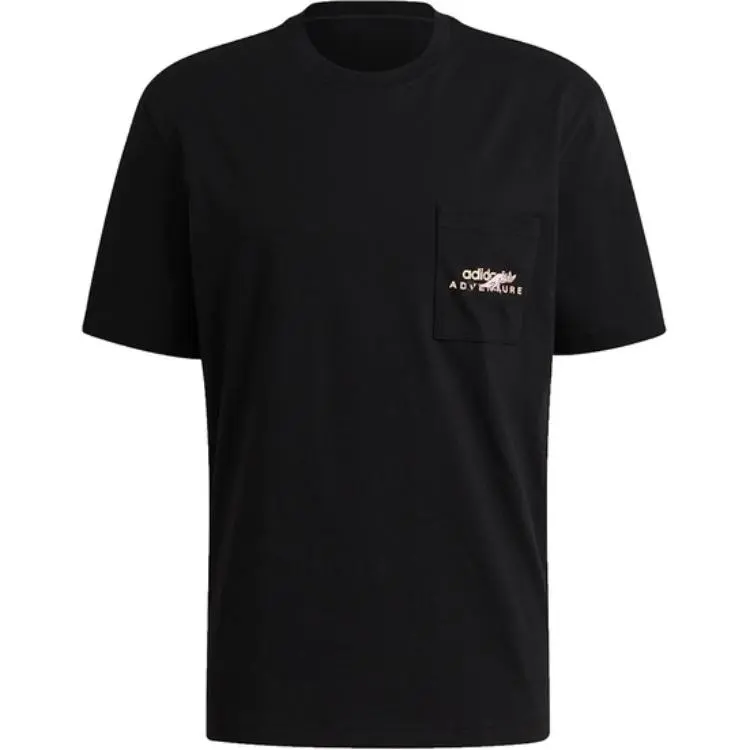 Adidas Originals Adv Pkt T-Shirts Men's Black Crew Neck Moderate Straight Fit