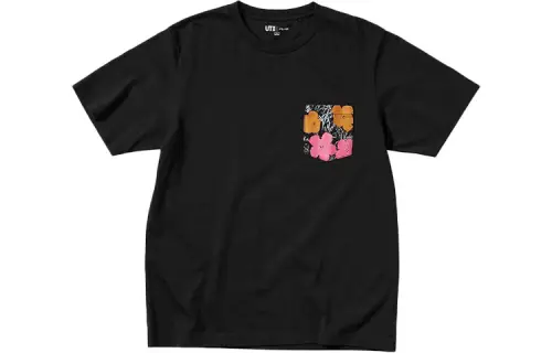 UNIQLO T Shirts Unisex Black Crew Neck Moderate Straight Fit