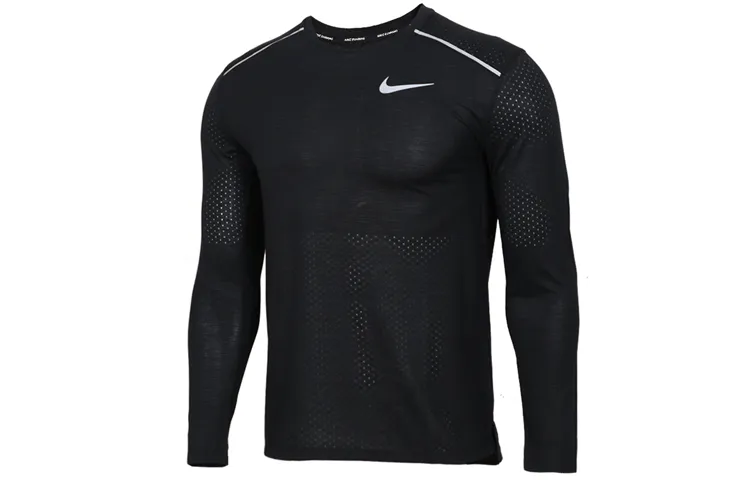 Nike T-Shirts Men's Black Crew Neck Moderate Straight Fit