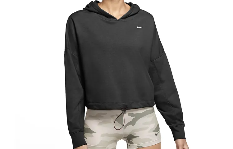 Nike Sweatshirts Women's Black Hooded Moderate Straight Fit