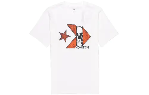 Converse T Shirts Men's White Crew Neck Moderate Straight Fit