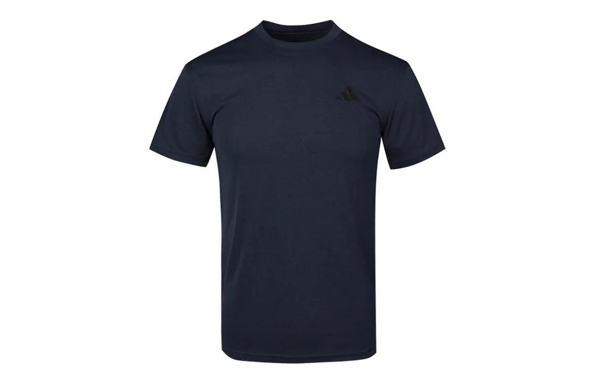 Adidas T-Shirts Men's Blue Crew Neck Moderate Straight Fit