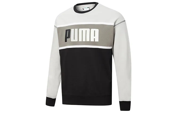 PUMA Sweatshirts Men's Black Gray Color Crew Neck Moderate Straight Fit
