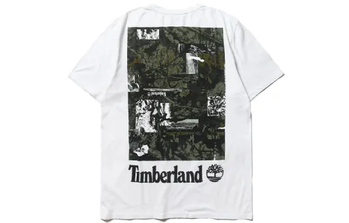 Timberland T Shirts Men's White Crew Neck Moderate Straight Fit