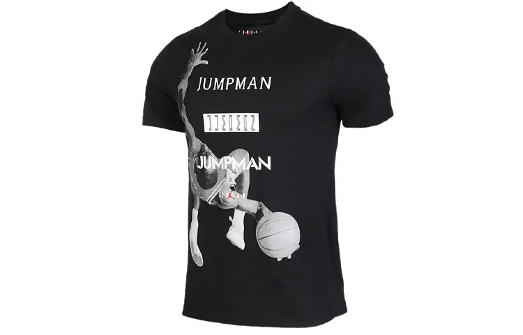 Jordan T-Shirts Men's Black Crew Neck Moderate Straight Fit