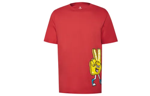 Converse T Shirts Men's Red Crew Neck Moderate Straight Fit