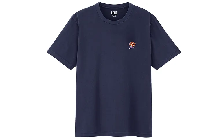 UNIQLO Print Straight Fit T Shirt Unisex Navy Blue