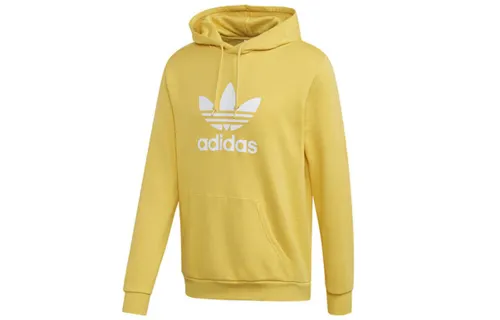 Adidas Originals Trefoil Sweatshirts Men's Yellow Hooded Moderate Regular
