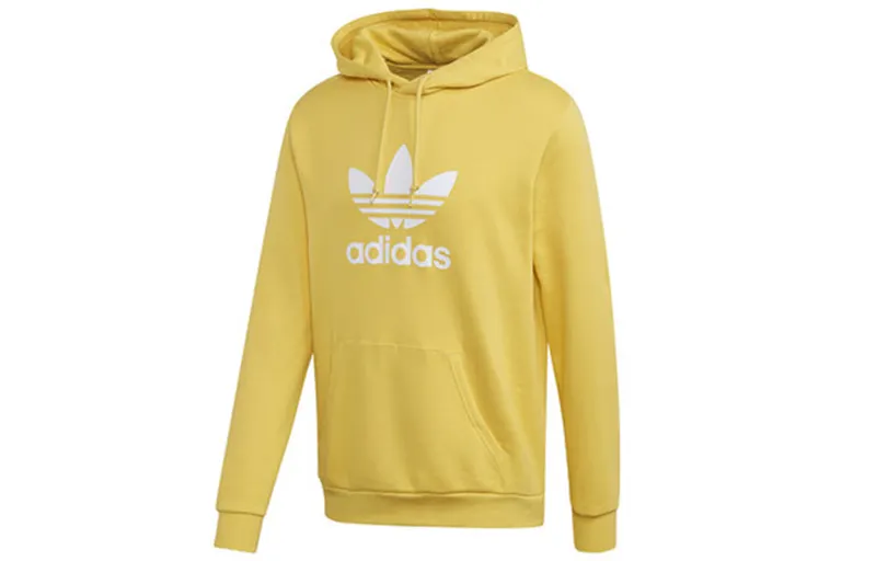 Adidas Originals Trefoil Sweatshirts Men's Yellow Hooded Moderate Regular