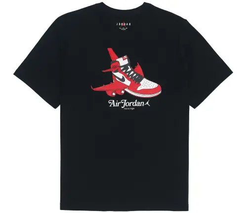 Jordan T Shirts Men's Black Crew Neck Moderate Straight Fit