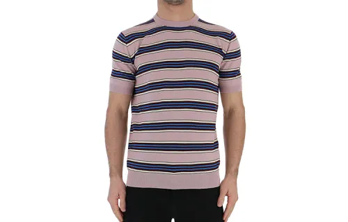 PRADA T Shirts Men's Pink Crew Neck Moderate Straight Fit