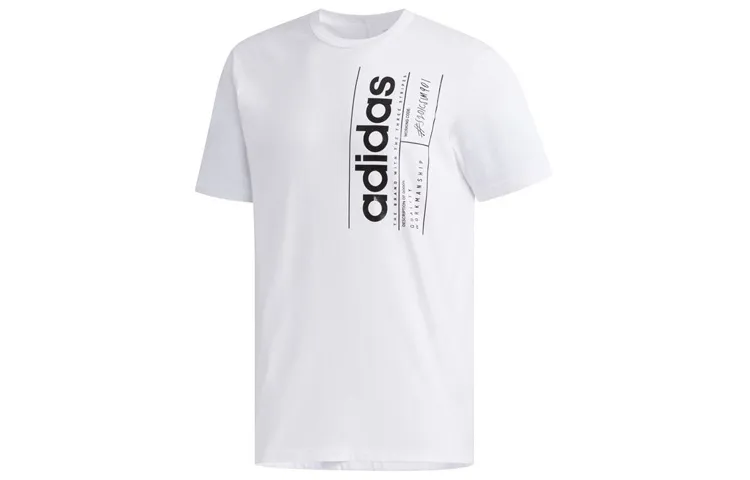 Adidas T-Shirts Men's White Crew Neck Moderate Straight Fit