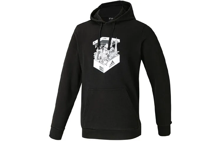 Adidas Sweatshirts Men's Black Hooded Moderate Straight Fit
