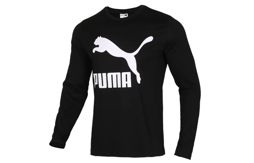 PUMA T Shirts Men's Black Crew Neck Moderate Straight Fit