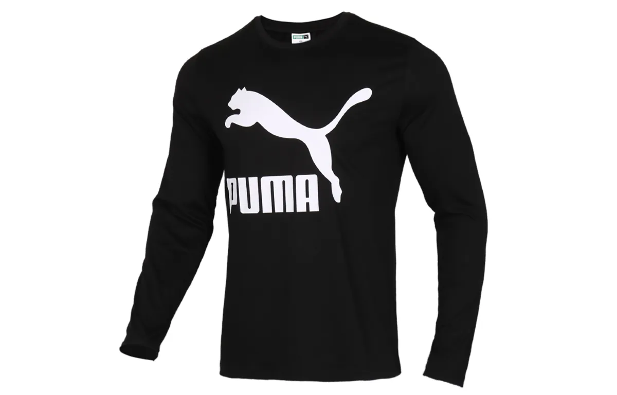 PUMA T-Shirts Men's Black Crew Neck Moderate Straight Fit