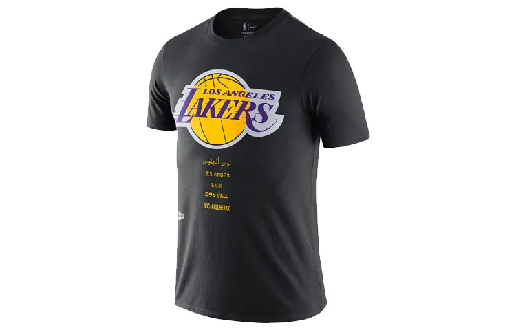 Nike T-Shirts Men's Black Crew Neck Moderate Straight Fit
