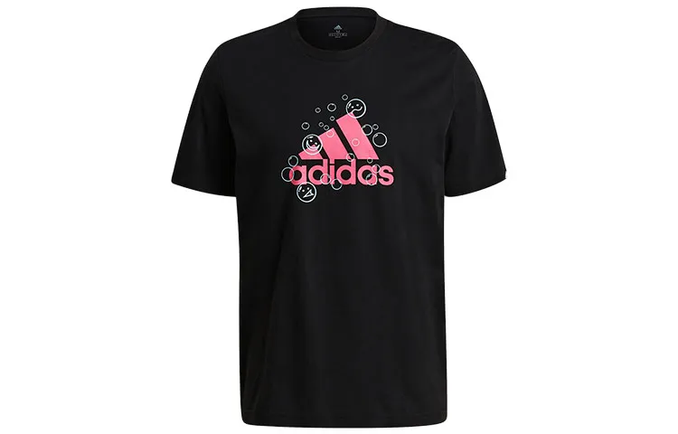 Adidas T-Shirts Men's Black Crew Neck Moderate Straight Fit