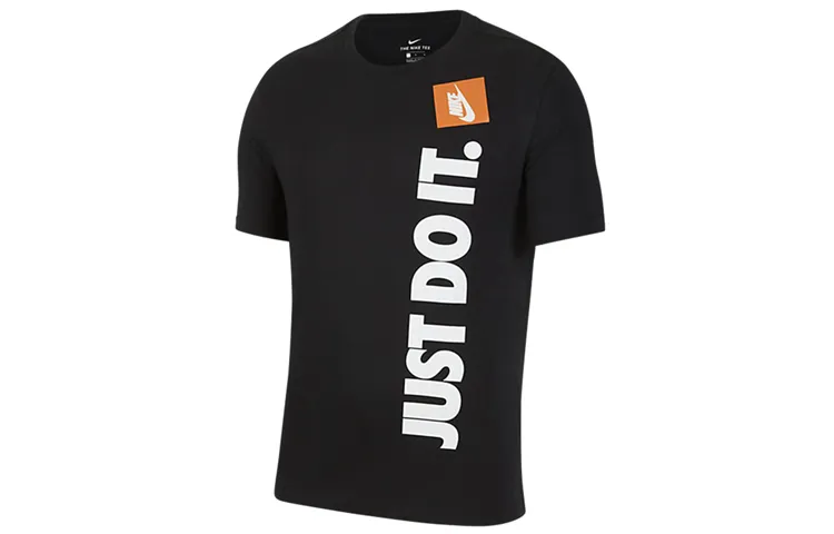 Nike T-Shirts Men's Black Crew Neck Moderate Straight Fit