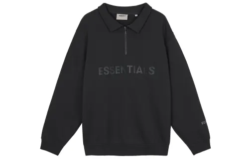 Fear of God Essentials FW20 Black half-zip pullover plus velvet American heavyweight sweatshirt, winter, same style for men and women, black