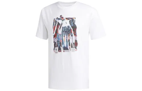 Adidas Originals Photo Media T Shirts Men's White Crew Neck Moderate Straight Fit