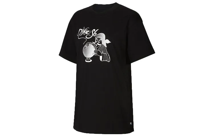 Nike T-Shirts Men's Black Crew Neck Moderate Straight Fit