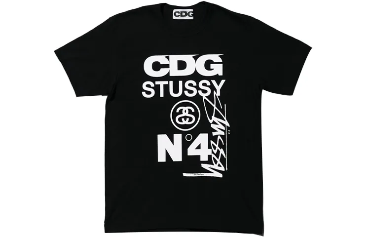 CDG X Stussy T Shirts Unisex Crew Neck Moderate Straight Fit