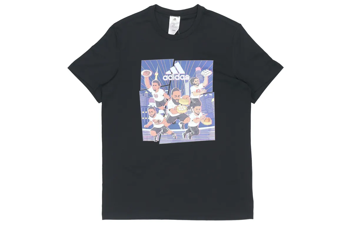 Adidas T-Shirts Men's Black Crew Neck Moderate Straight Fit