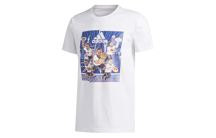 Adidas T-Shirts Men's White Crew Neck Moderate Straight Fit