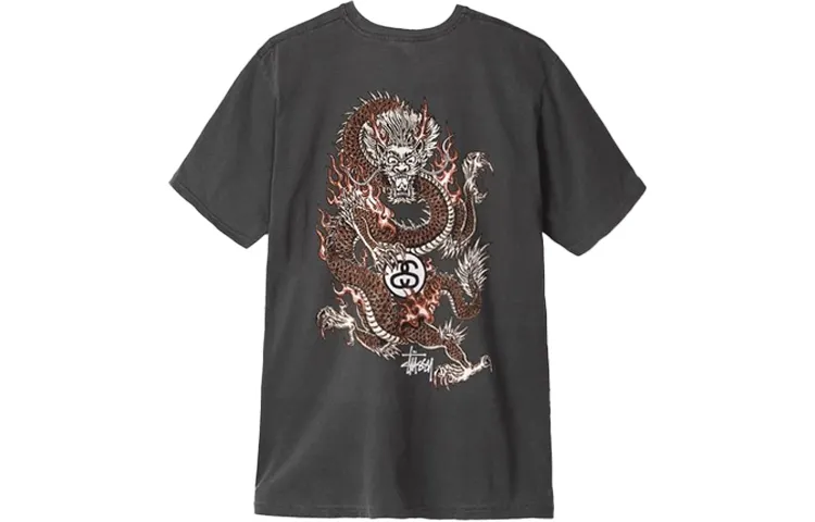 Stussy T Shirts Unisex Black Crew Neck Moderate Straight Fit