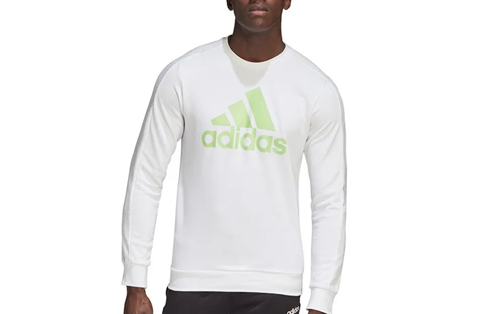 Adidas Sweatshirts Men's White Crew Neck Moderate Regular