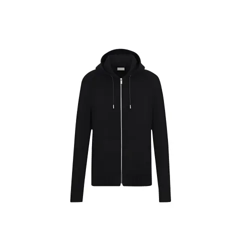 DIOR Quarterly New Products Sweatshirts Men's Black Hooded Moderate Cardigan