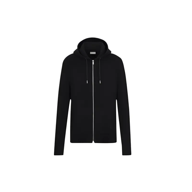 DIOR Quarterly New Products Sweatshirts Men's Black Hooded Moderate Cardigan