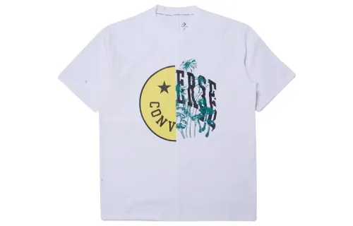 Converse T Shirts Men's White Crew Neck Moderate Straight Fit