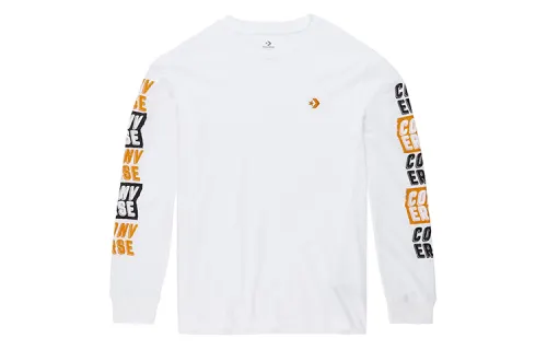 Converse T Shirts Men's White Crew Neck Moderate Straight Fit