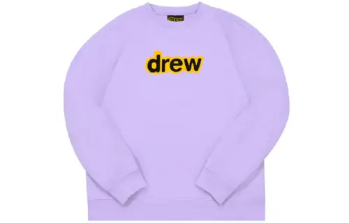 Drew House Letter Logo Series Secret Sweatshirt Solid Color Crew Neck Letter Logo Pullover Fleece Lined Sweatshirt