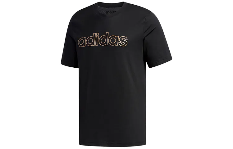 Adidas T-Shirts Men's Black Crew Neck Moderate Straight Fit