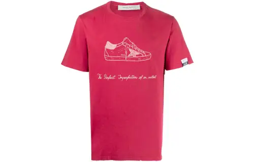 Golden Goose T Shirts Men's Red Crew Neck Moderate Straight Fit